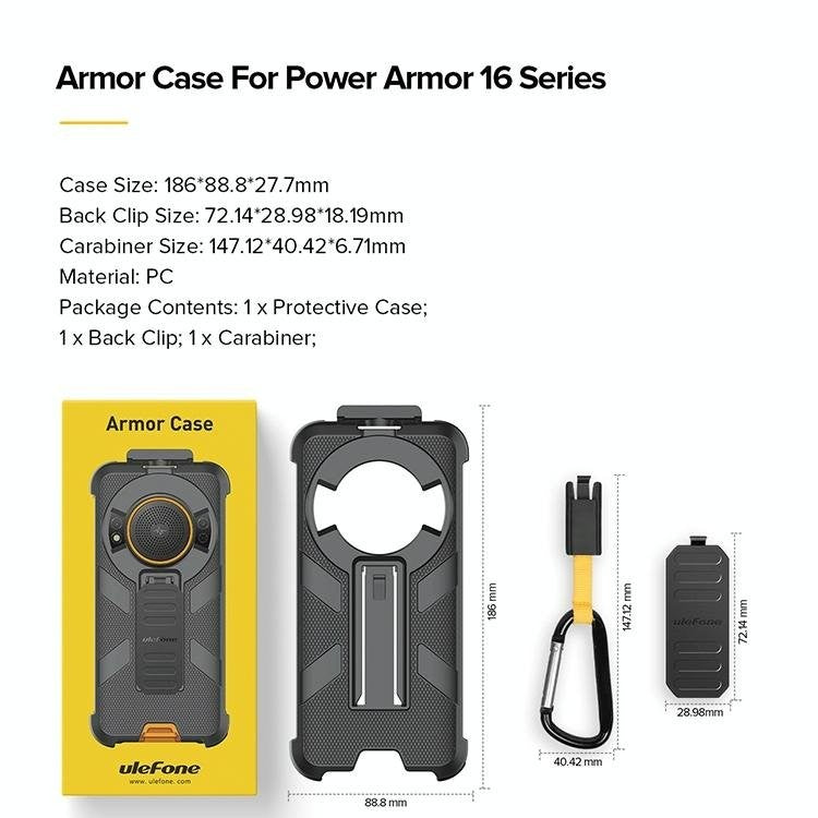 Pour Ulefone Armor 16 Pro Clip avec Mousqueton (Noir)