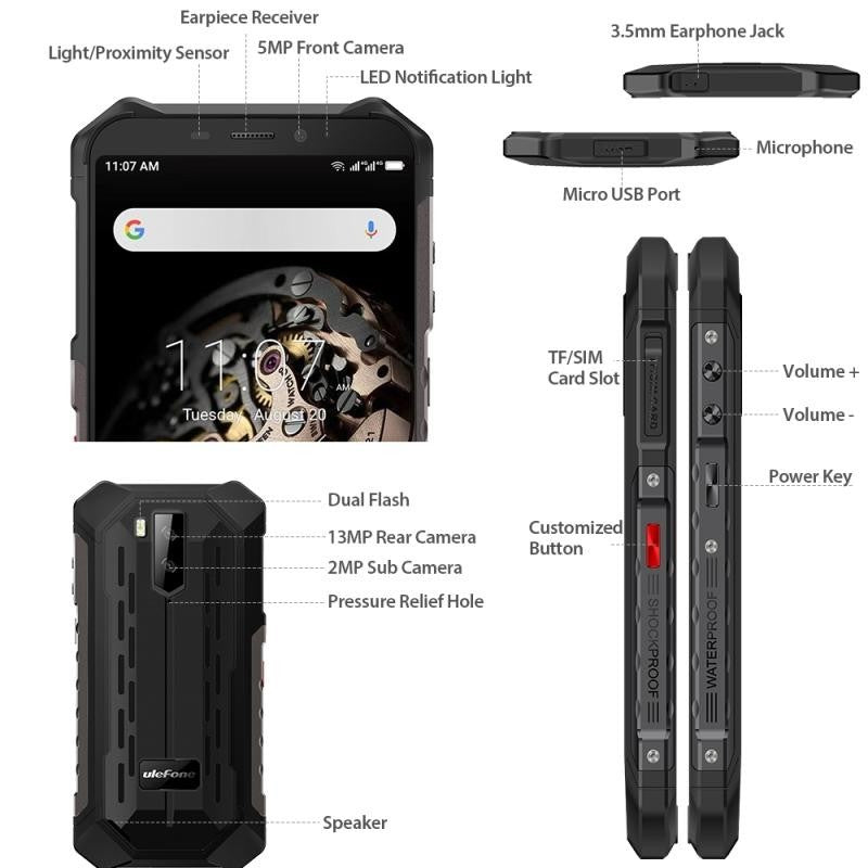 Smartphone étanche Ulefone Armor X5 Noir