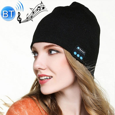 Bonnet tricoté chaud avec musique d'appel sans fil Bluetooth 5.0 (noir)