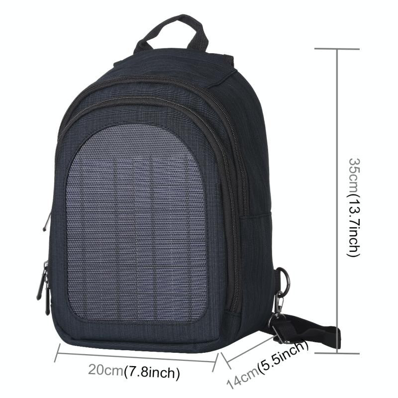Sac à dos à bandoulière simple et double (Noir) HAWEEL 5V Paneau solaire