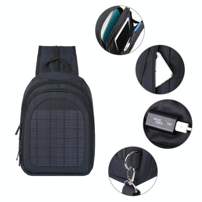 Sac à dos à bandoulière simple et double (Noir) HAWEEL 5V Paneau solaire