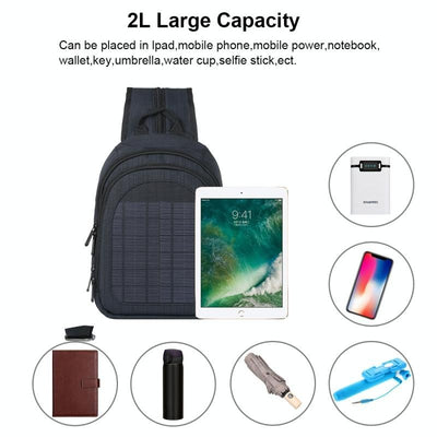 Sac à dos à bandoulière simple et double (Noir) HAWEEL 5V Paneau solaire