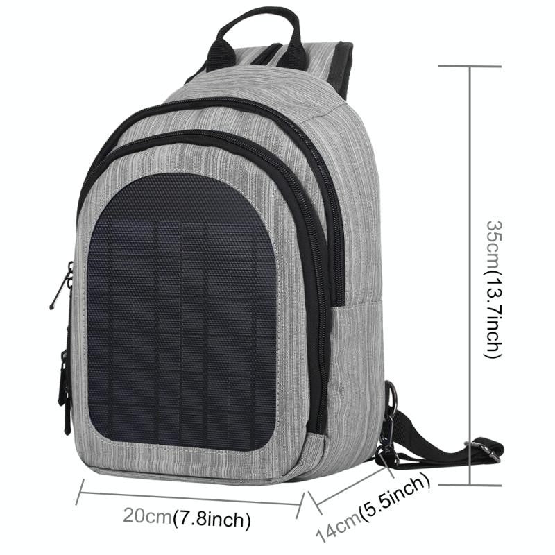 Sac à dos à bandoulière simple et double (Noir) HAWEEL 5V Paneau solaire
