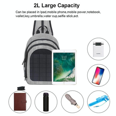 Sac à dos à bandoulière simple et double (Noir) HAWEEL 5V Paneau solaire