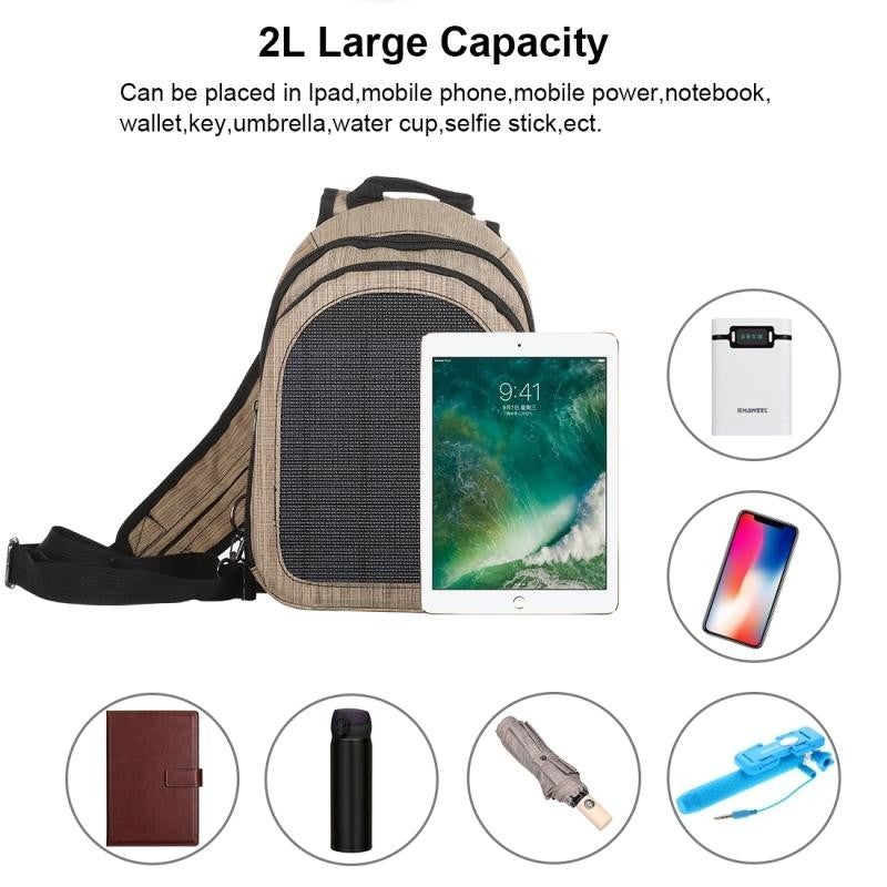 Sac à dos à bandoulière simple et double (Noir) HAWEEL 5V Paneau solaire