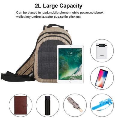 Sac à dos à bandoulière simple et double (Noir) HAWEEL 5V Paneau solaire