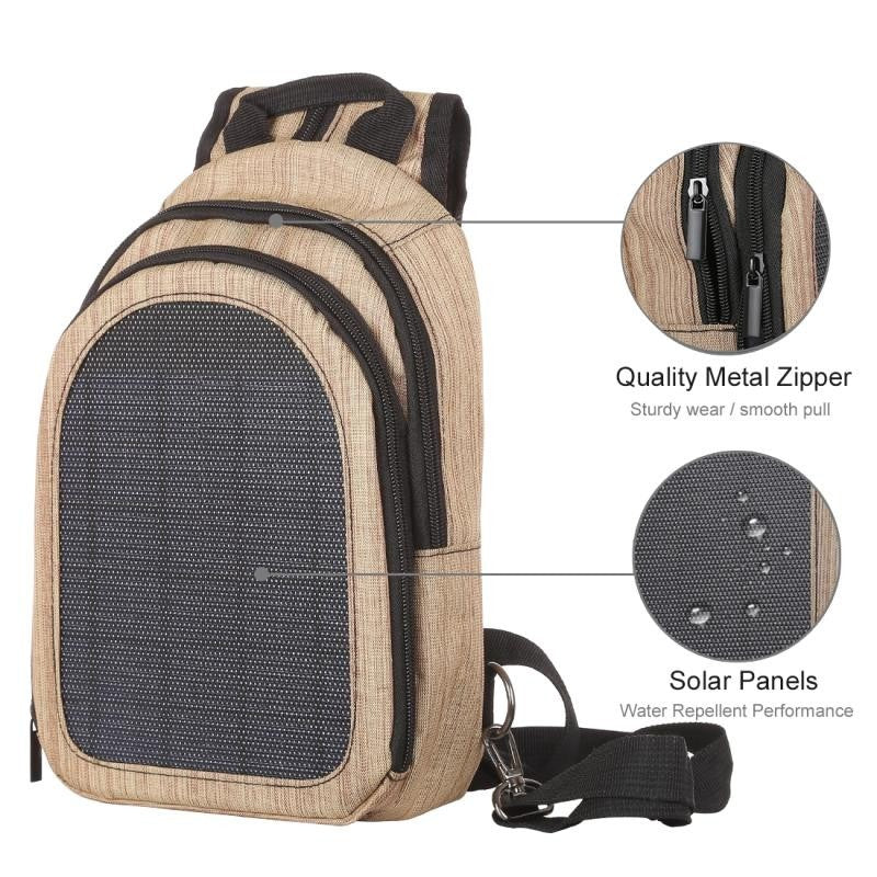 Sac à dos à bandoulière simple et double (Noir) HAWEEL 5V Paneau solaire