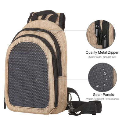 Sac à dos à bandoulière simple et double (Noir) HAWEEL 5V Paneau solaire