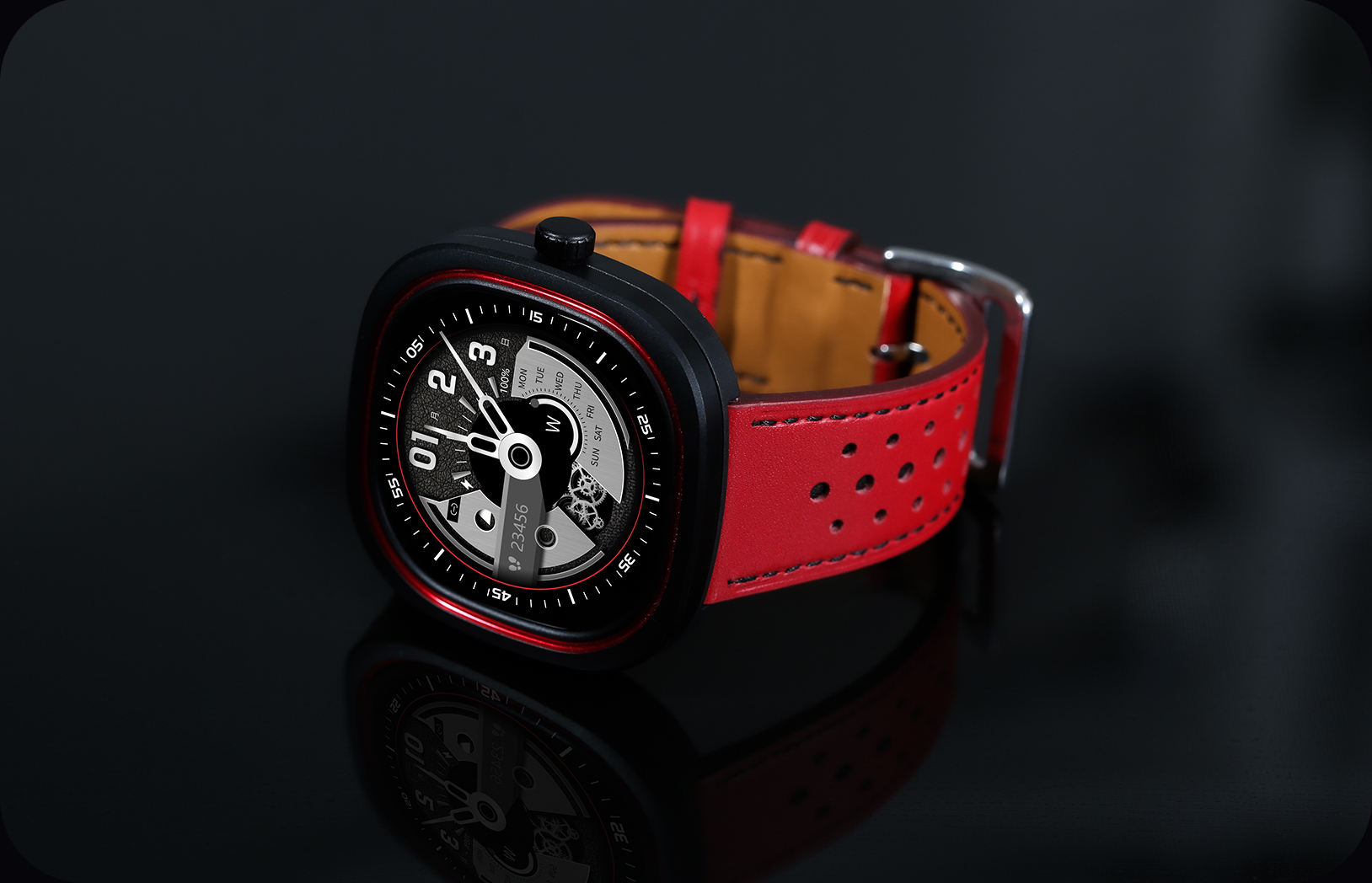  Doogee DG Ares Colors | Black frame with red leather strap | Doogee